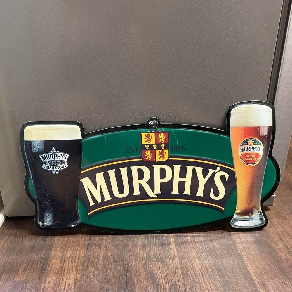 OLDER VINTAGE MURPHY'S IRISH BEER SIGN TIN IRISH STOUT & AMBER METAL DECOR